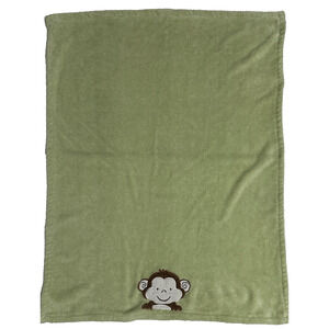 Tiddliwinks Monkey Green Applique Face Safari Jungle Friends Baby Lovey Blanket